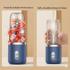 Tragbarer Personal Blender mit 6 Klingen, USB-Aufladung und 400-ml-Smoothie- und Saftbecher für Zuhause, Reisen und Fitnessstudio